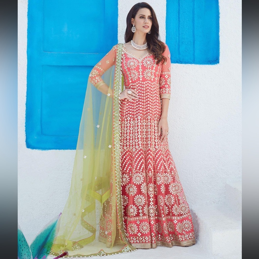 Hot Pink and Yellow Anarkali